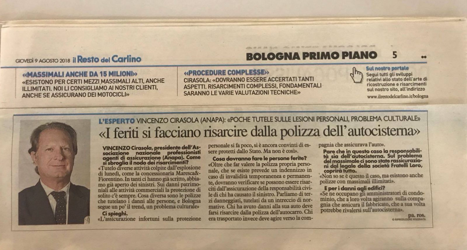 Vincenzo Cirasola ( ANAPA) " poche tutele sulle lesioni personali, problema culturale