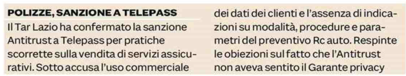 tar su sanzione telepasa - sole 24 ore